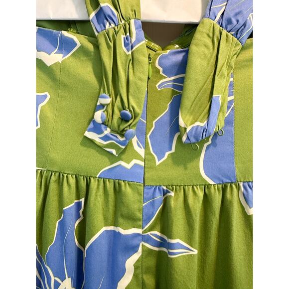 Hutch Joslin Green Blue Floral Halter Maxi Dress Size 4 - Picture 6 of 12